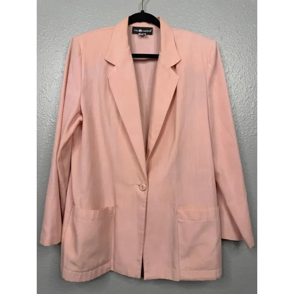 Sag Harbor Women’s Vintage Classic Look Pink Blazer / Size-12 - Picture 4 of 12